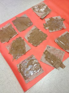 "papyrus" made with paper bags and glue. 